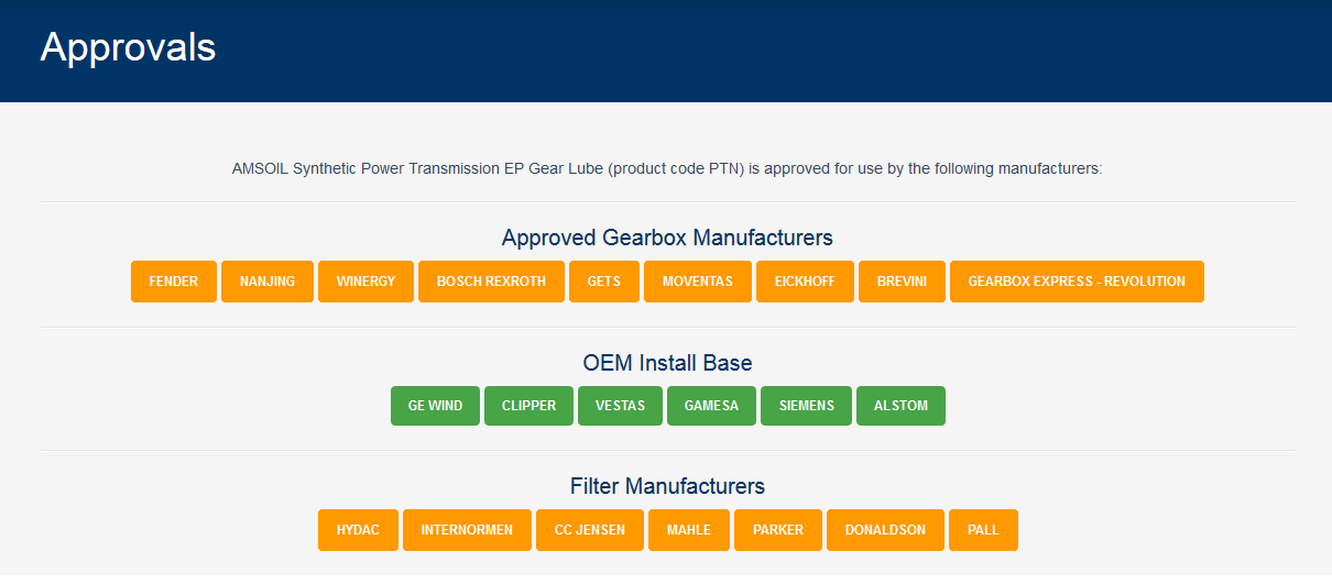 manufacturer approvals