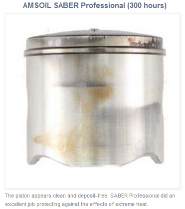 piston after 300 hours of use with AMSOIL Saber Professional