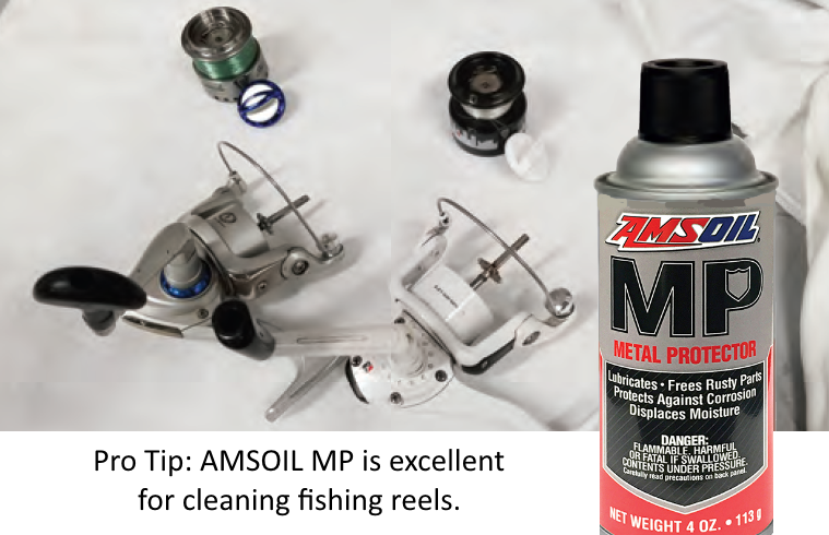 AMSOIL metal protector can be used to clean fishing reels