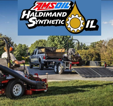 Landscaping equipment on a trailer